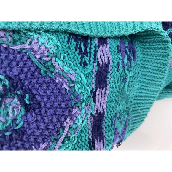 Robert Scott Ltd Women's Pullover Knit Sweater Blue Paisley MEDIUM Hand Knitted - Picture 15 of 15